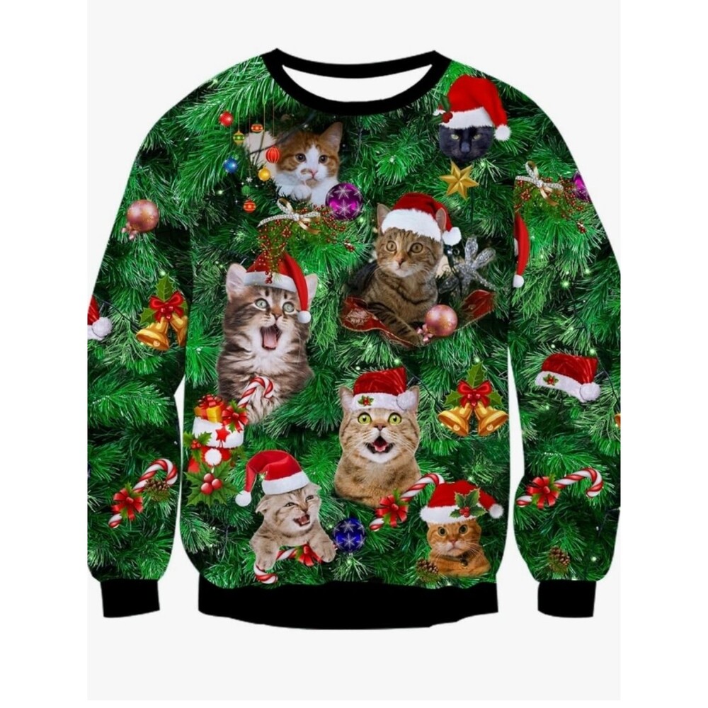 RAISEVERN Unisex Ugly Christmas Cat Sweatshirt Size XL NWOT